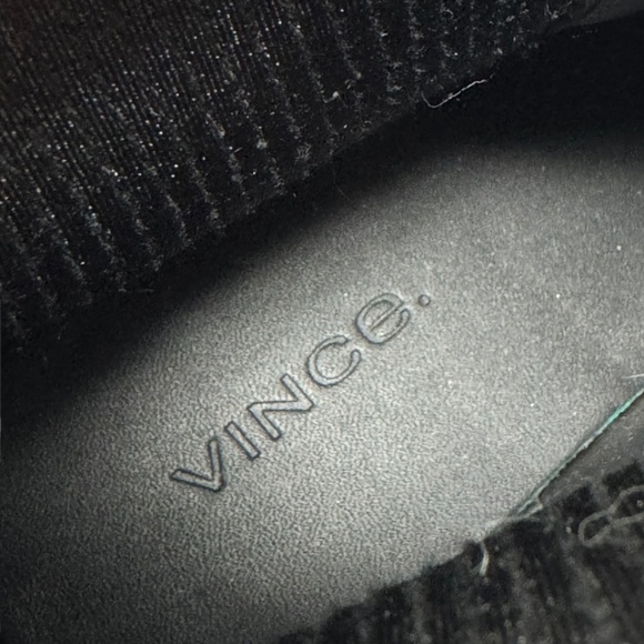 Vince Black Ribbed Ilona Round Toe Wedge Leather Sneakers - Picture 10 of 12